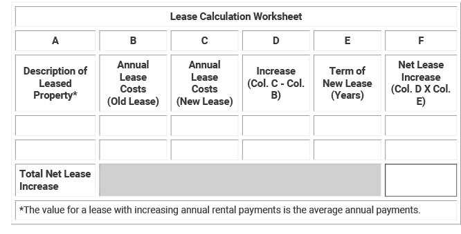 Lease Calculation Worksheet
